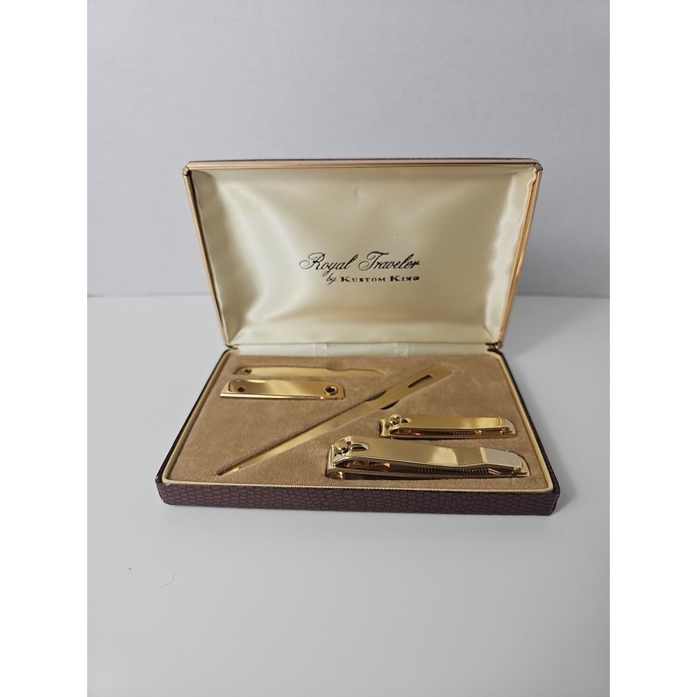 Vintage Royal Traveler by‎ Kustom King Gold Nail Care 5 Piece Set In Box